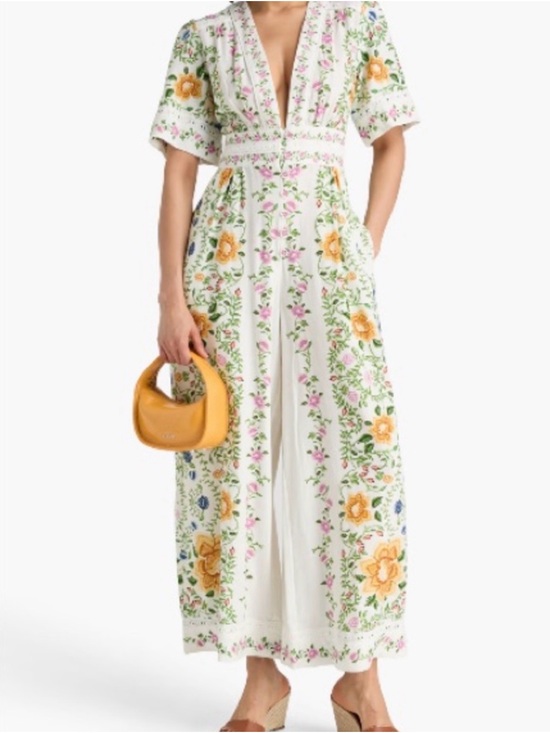 FARM Rio Pants - Farm Rio White Floral Embroidered Jumpsuit
